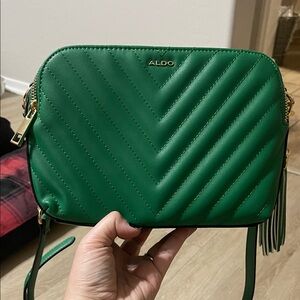 ALDO Emerald Green Quilted Chevron Crossbody Bag